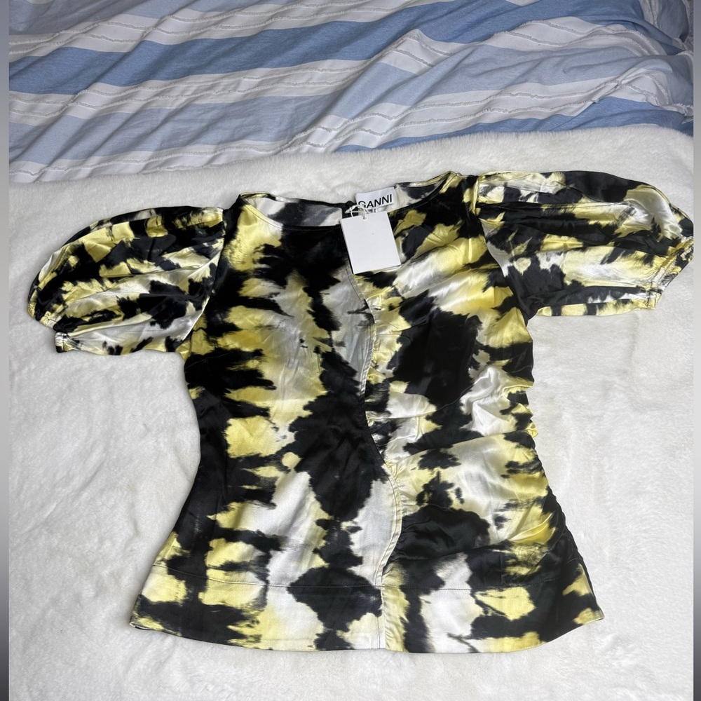 GANNI Silk Stretch Satin Top size 40 - Picture 4 of 6